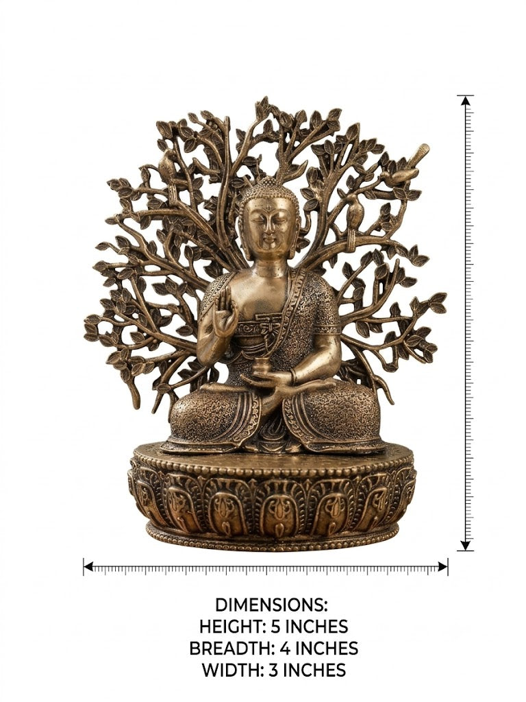 Buddha Under the Bodhi Tree – Handcrafted Brass Meditation Statue