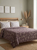 Soul N Saaz I Maroon & White Floral 300 TC King Bedsheet with 2 Pillow Covers | Superfine Cotton, Hand Block Print Style