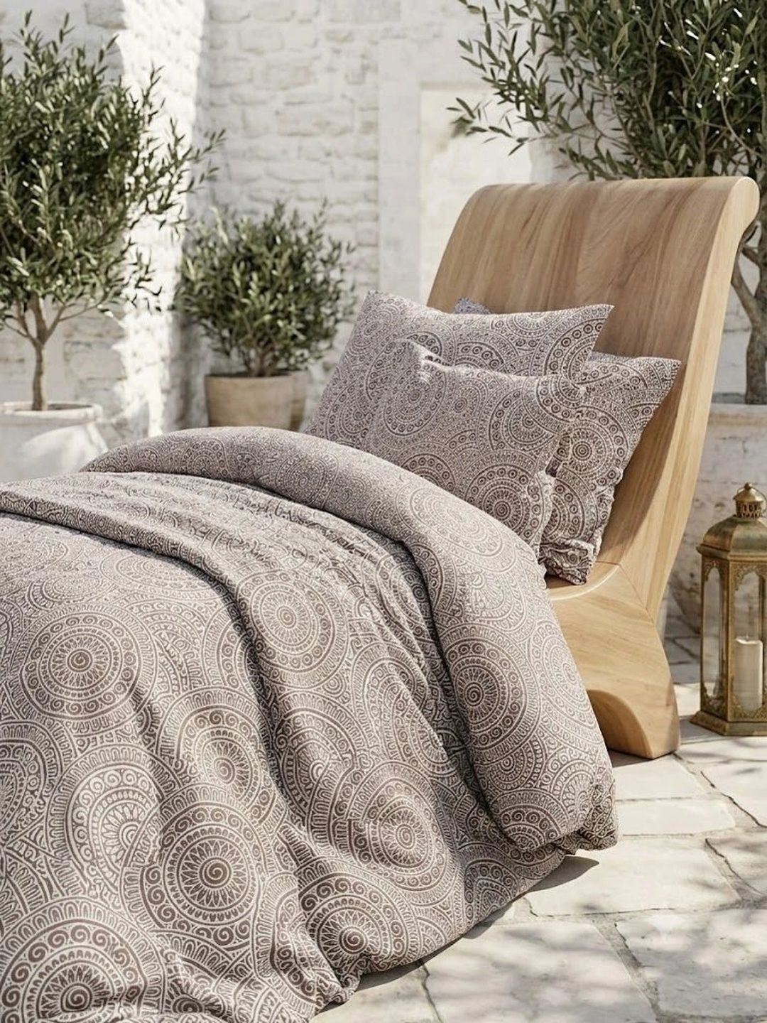 Soul N Saaz I Camel Brown Ethnic Motif 300 TC King Bedsheet with 2 Pillow Covers | Superfine Cotton, Mandala Print