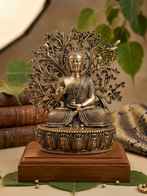Buddha Under the Bodhi Tree – Handcrafted Brass Meditation Statue